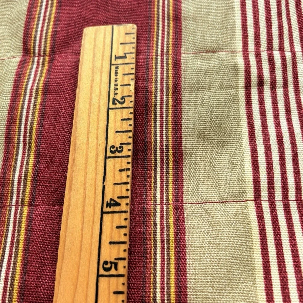 Custom Window Valance Red Gold Stripe 78 x 18 Lined Button Accent
